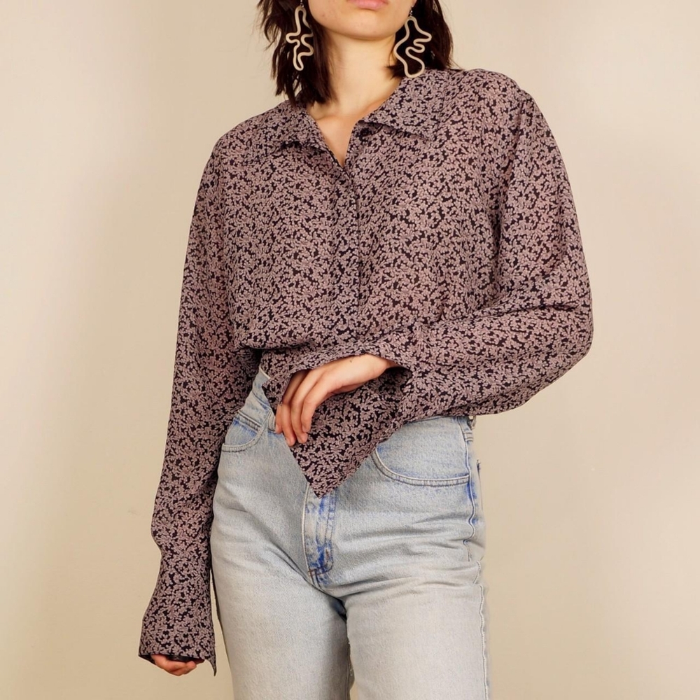 Vtg floral print blouse